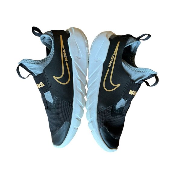 Nike Slip On Flex Runner Black/Gold Size 7 - Picture 3 of 5